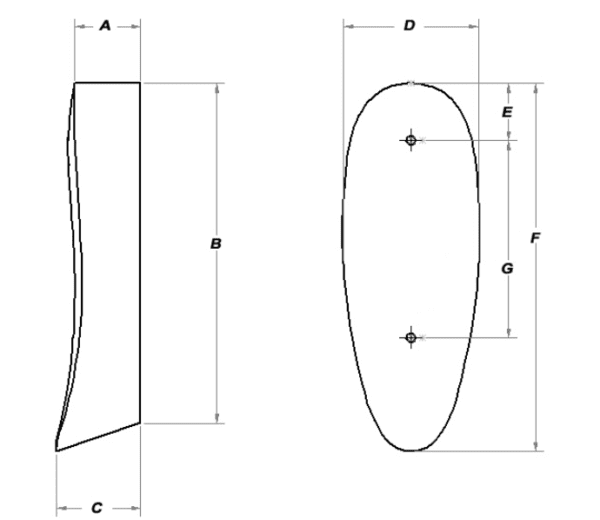 A drawing of a curved surface with a line drawn across it.